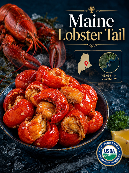 Fresh lobster tail meat with shell
