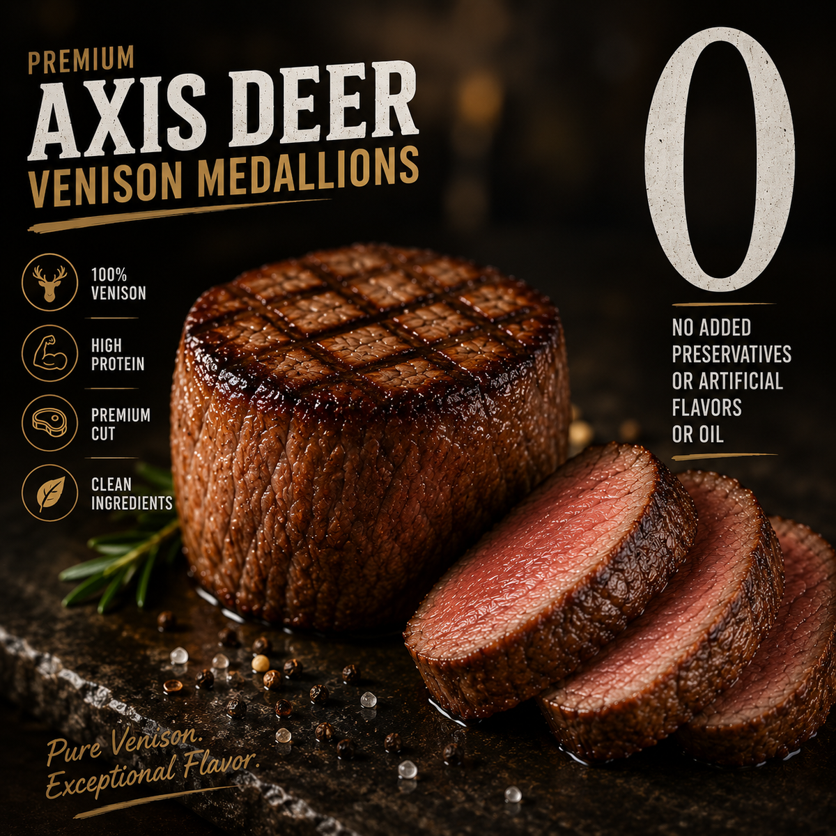🦌 Cooked wild venison tenderloin - 100% grass-fed wild game-Bestseller