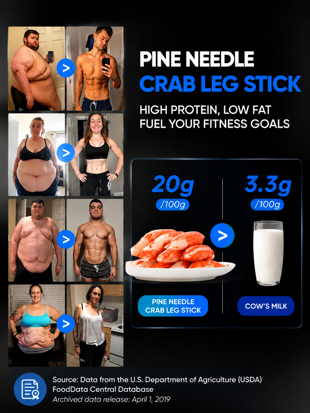 🦀High Protein Crab Leg Seafood Snack, Low Carb Friendly, Ready-to-Eat Ocean Flavor Treat-JR-XDD