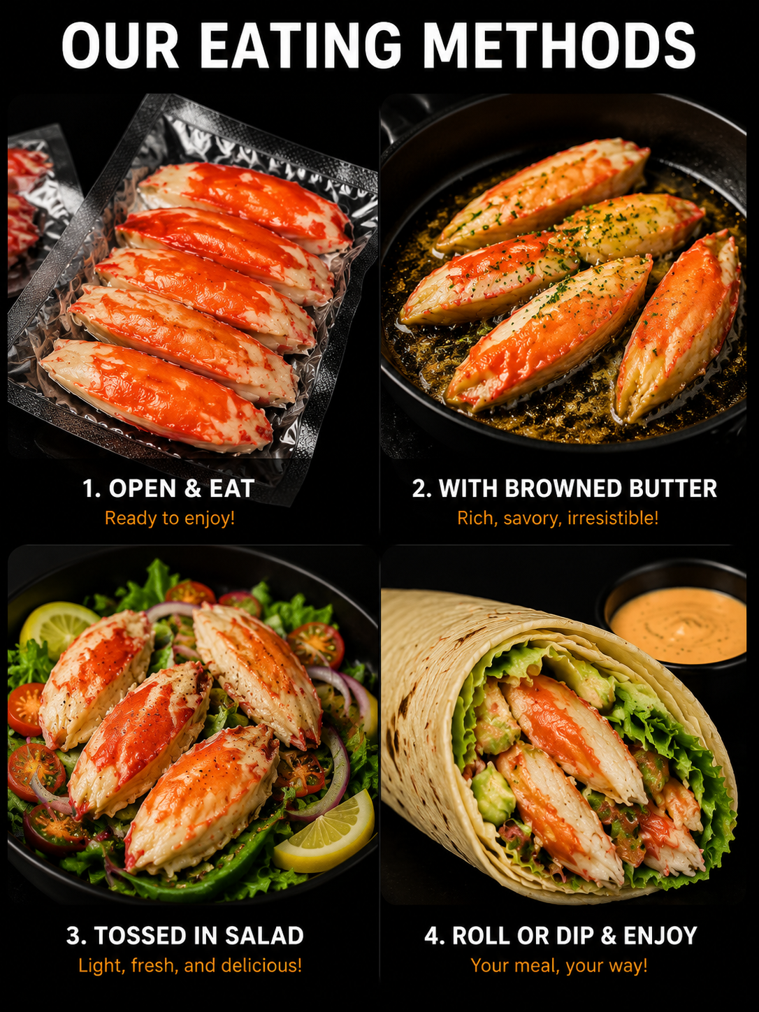 🦀High Protein Crab Leg Seafood Snack, Low Carb Friendly, Ready-to-Eat Ocean Flavor Treat-JR-XDD