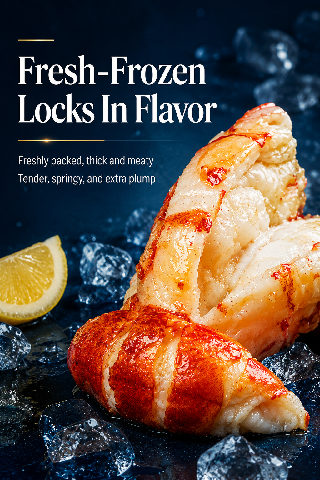 Fresh lobster tail meat with shell